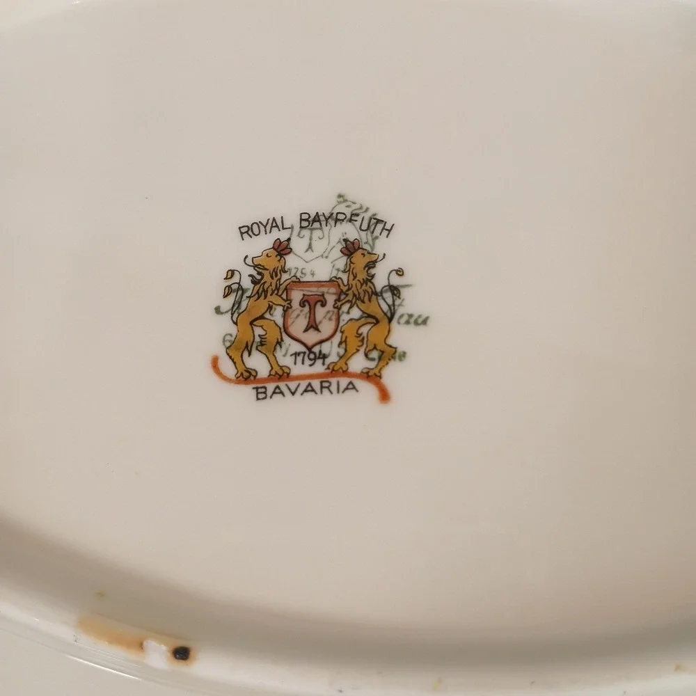 VTG Royal Bayreuth Royal Tettau Germany U.S. Zone Cream Floral Oval Serving Dish